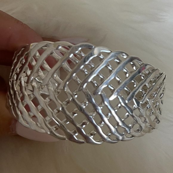 Silver Tapered Cuff Bracelet | 1.5" Wide | NWT - Picture 1 of 4